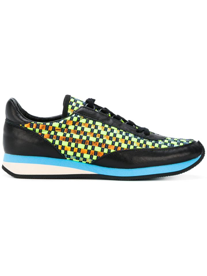 Comme Des Garçons Shirt Checkered Panelled Sneakers - Black