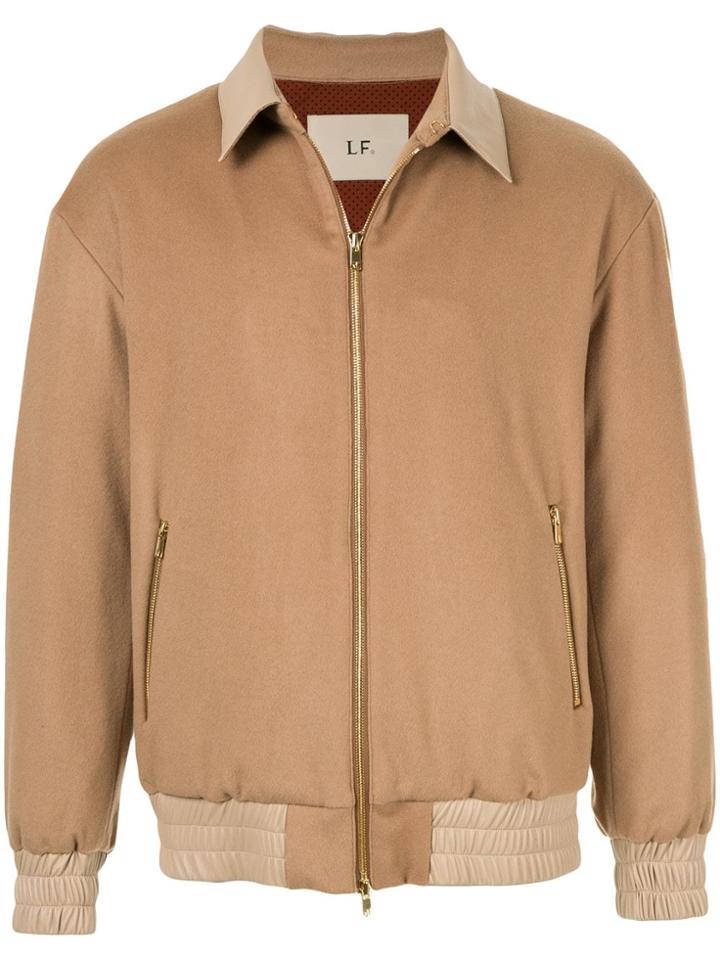Loveless Leather Trim Bomber Jacket - Neutrals