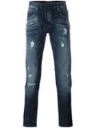 Pierre Balmain Distressed Slim Fit Jeans, Men's, Size: 30, Blue, Cotton/spandex/elastane