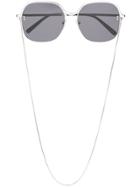 Stella Mccartney Eyewear Square Sunglasses With Chain - Silver