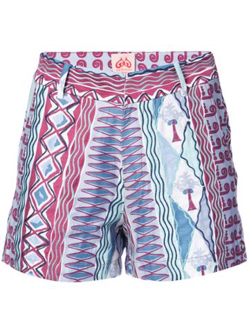 Le Sirenuse Embroidered Shorts - Blue