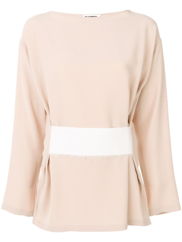 Jil Sander - Gathered Detail Blouse - Women - Acetate/viscose - 34, Nude/neutrals, Acetate/viscose