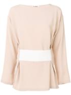 Jil Sander - Gathered Detail Blouse - Women - Acetate/viscose - 34, Nude/neutrals, Acetate/viscose