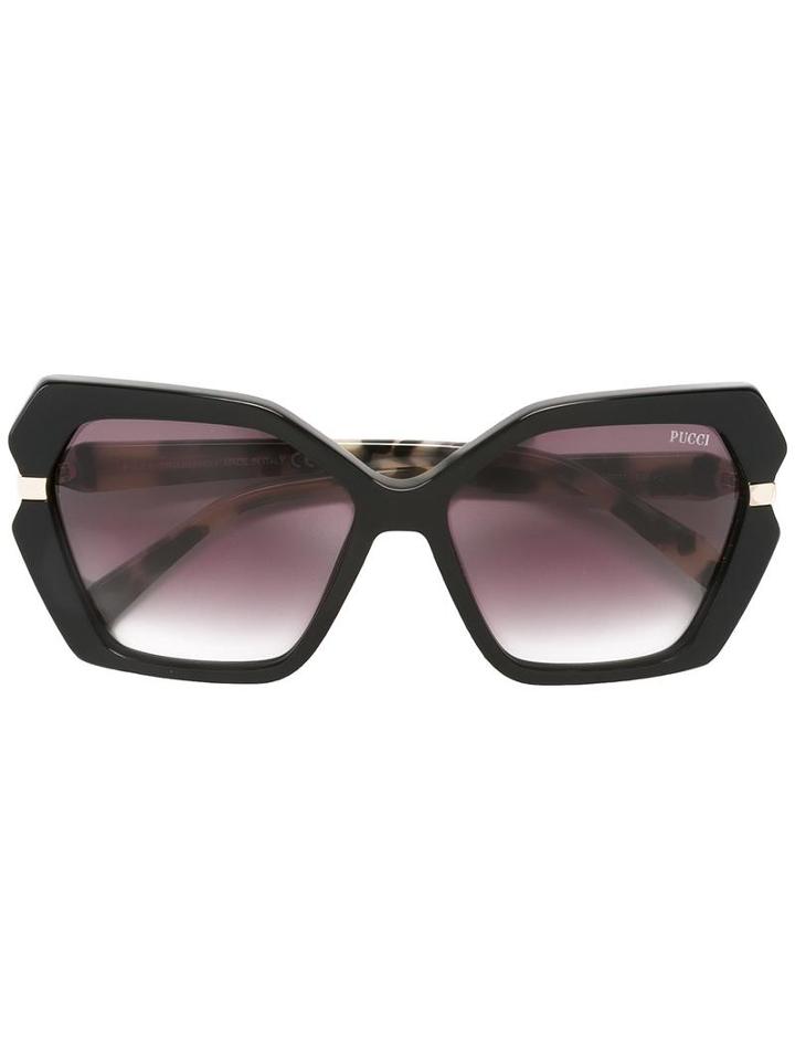 Emilio Pucci - Geometric Frame Sunglasses - Women - Acetate/metal - 58, Black, Acetate/metal