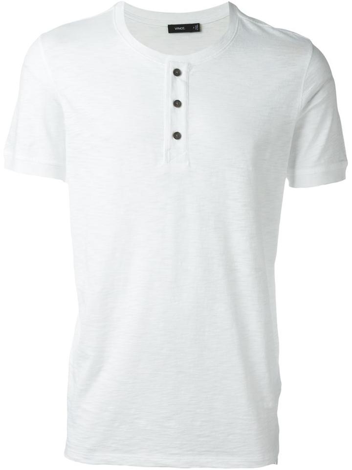 Vince Front Buttons T-shirt, Men's, Size: Xl, White, Cotton