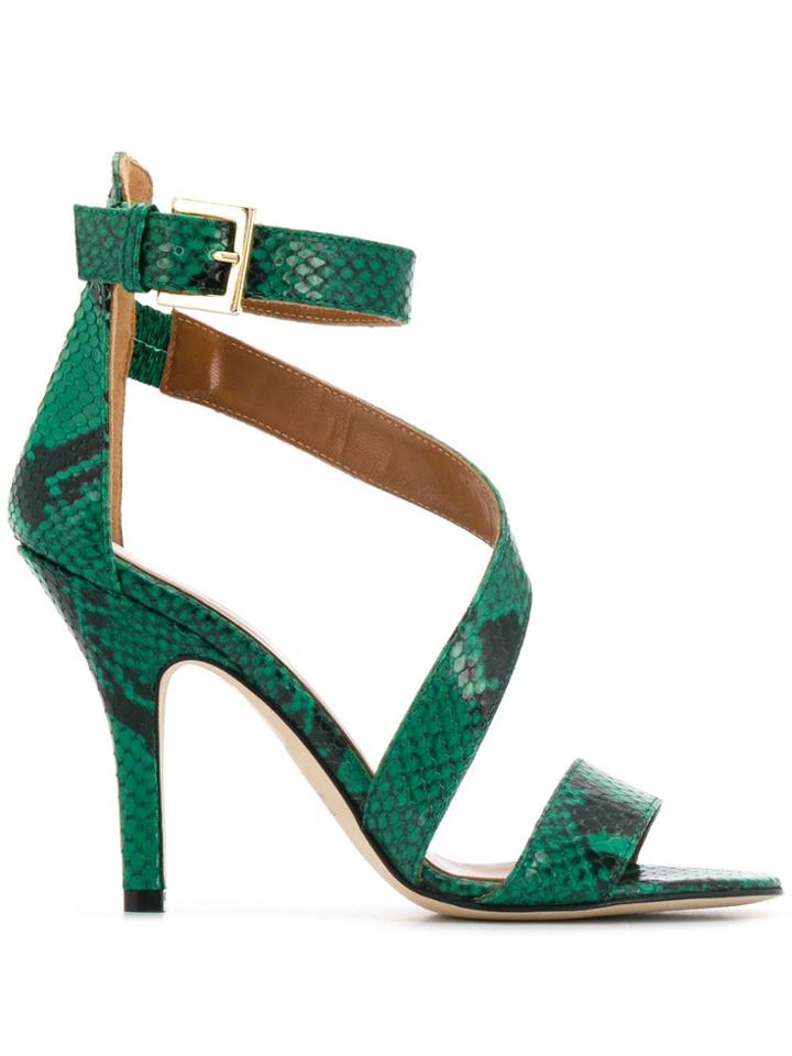 Paris Texas Snake Skin Effect Sandals - Green