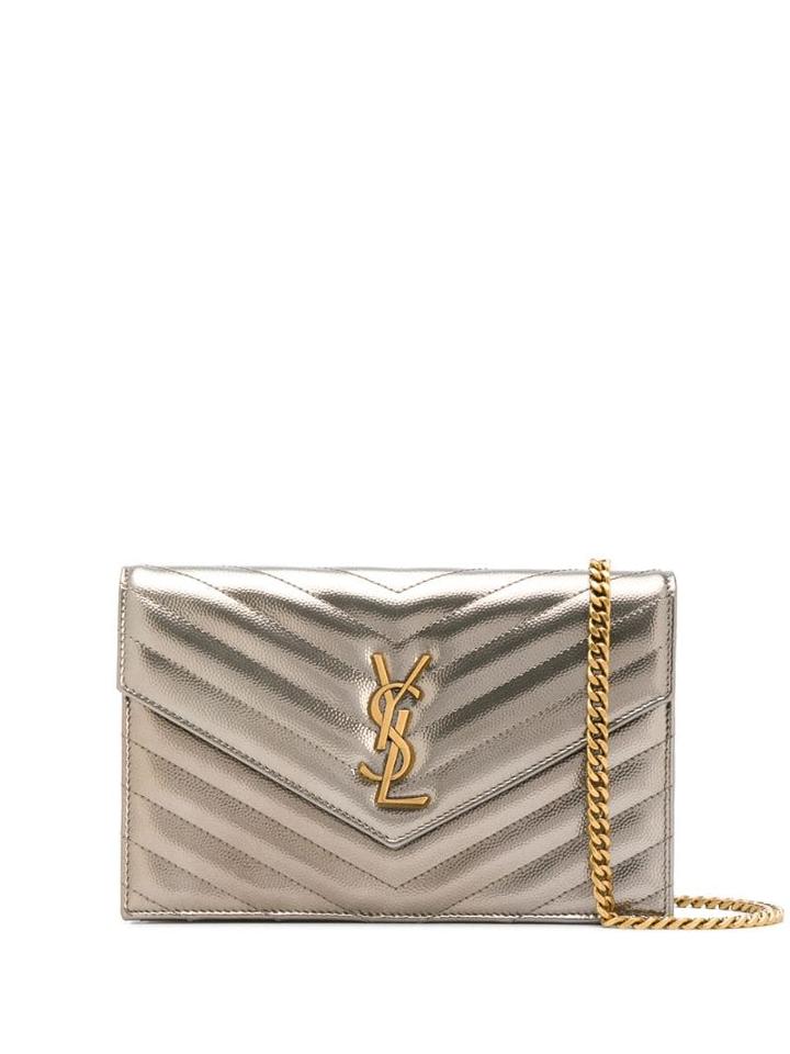 Saint Laurent Quilted Effect Cross Body Bag - Gold