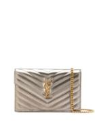 Saint Laurent Quilted Effect Cross Body Bag - Gold