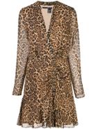 Jay Godfrey Leopard-print Wrap Mini Dress - Brown