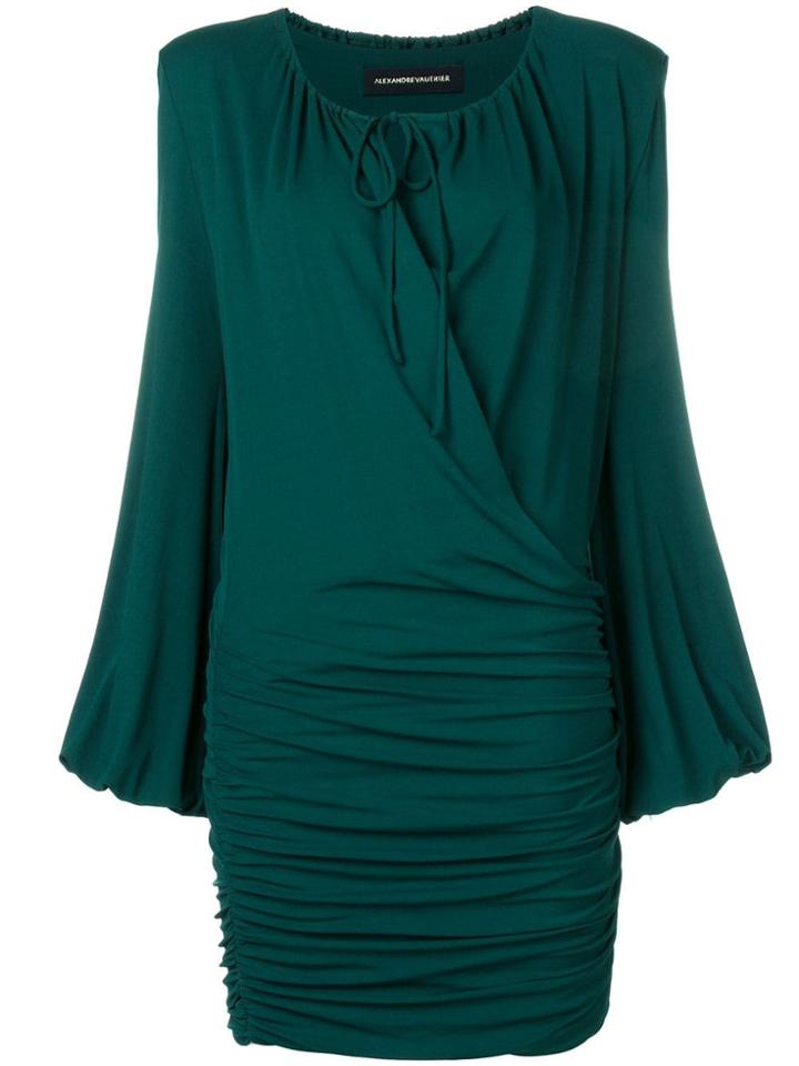 Alexandre Vauthier Ruched Long Sleeve Dress - Green
