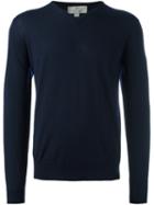 Canali V-neck Jumper, Men's, Size: 56, Blue, Wool