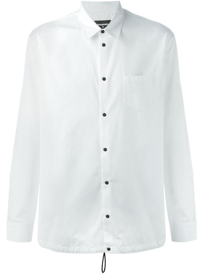 Dsquared2 Drawstring Hem Shirt, Men's, Size: 50, White, Cotton