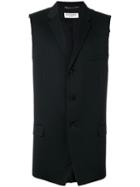 Saint Laurent - Sleeveless Raw Edge Blazer - Men - Silk/cotton - 50, Black, Silk/cotton