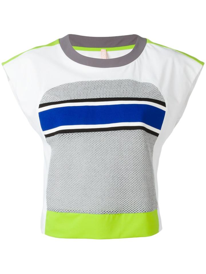 No Ka' Oi Neon Detail Cropped T-shirt - Grey