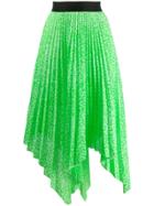 Nude Patterned Pleated Skirt - Green