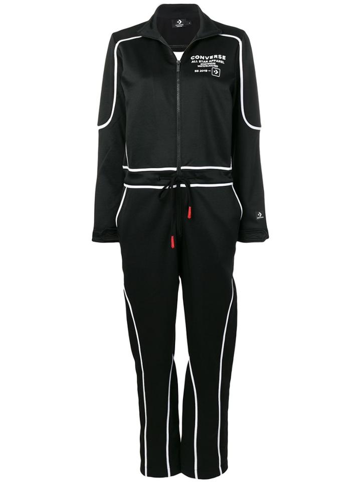 Converse Logo Zipped Jumpsuit - Black