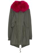 Mr & Mrs Italy Unlined Parka Jacket With Fur Collar - Green