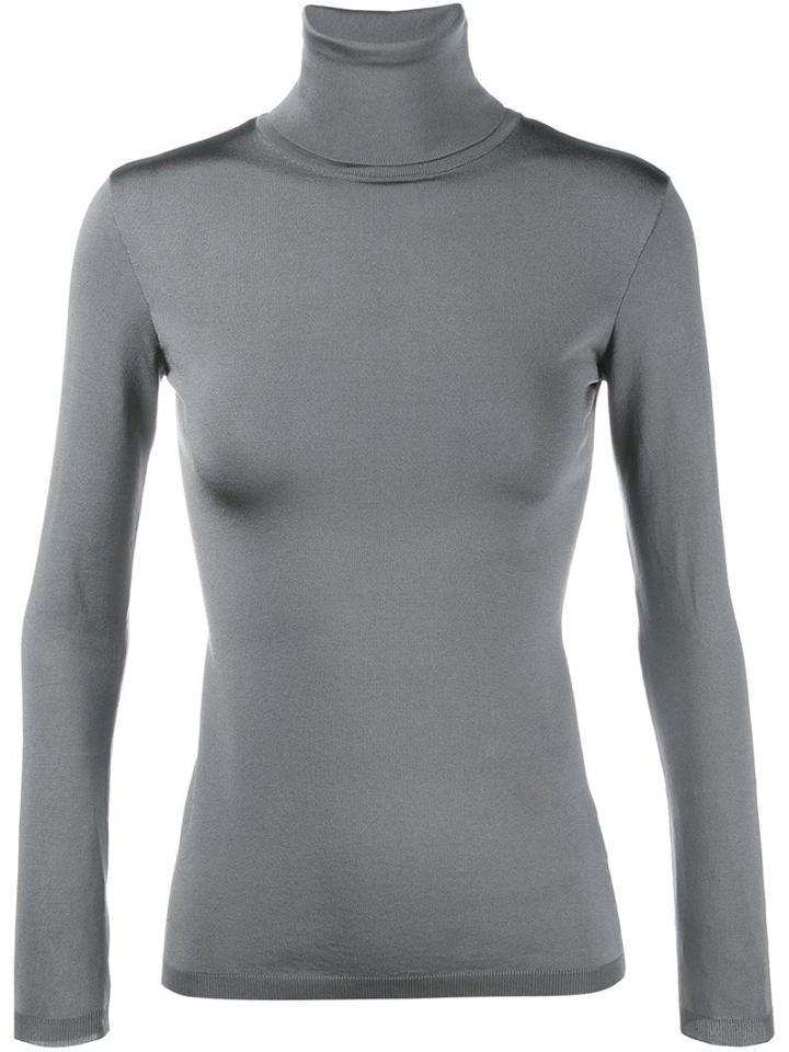 Valentino Roll Neck Jumper, Women's, Size: Medium, Grey, Silk/polyamide/spandex/elastane