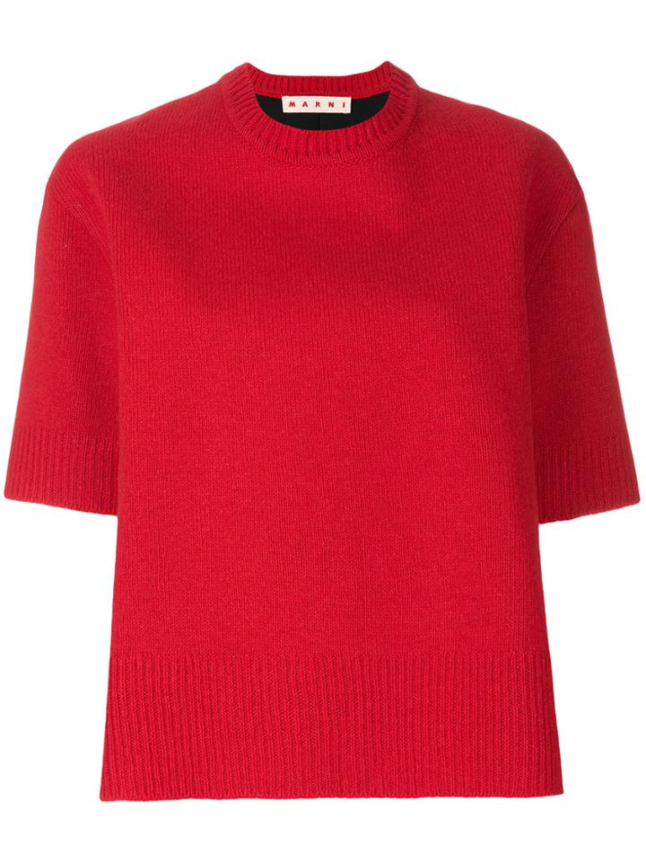 Marni Short Sleeve Knitted Top - Red