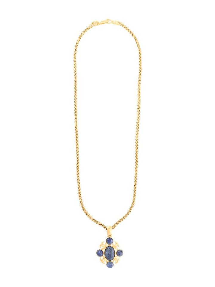 Chanel Pre-owned Cc Stones Pendant Long Necklace - Gold