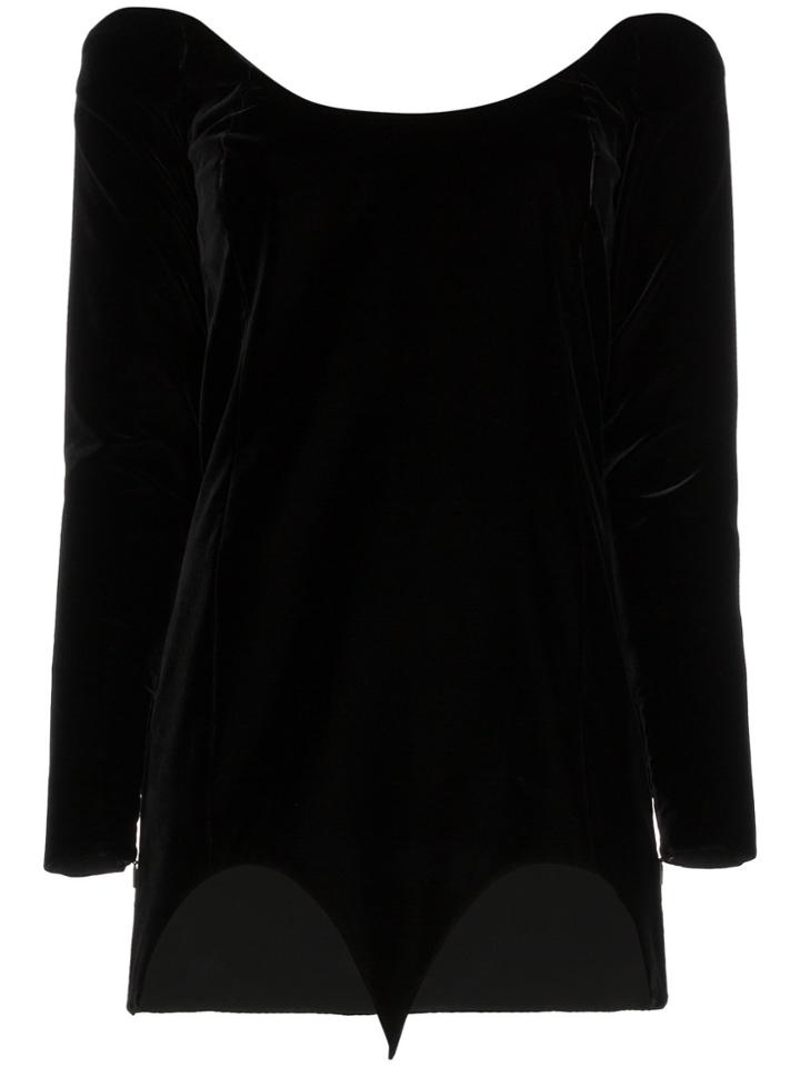 Saint Laurent Cut Out Velvet Mini Dress - Black