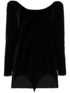 Saint Laurent Cut Out Velvet Mini Dress - Black