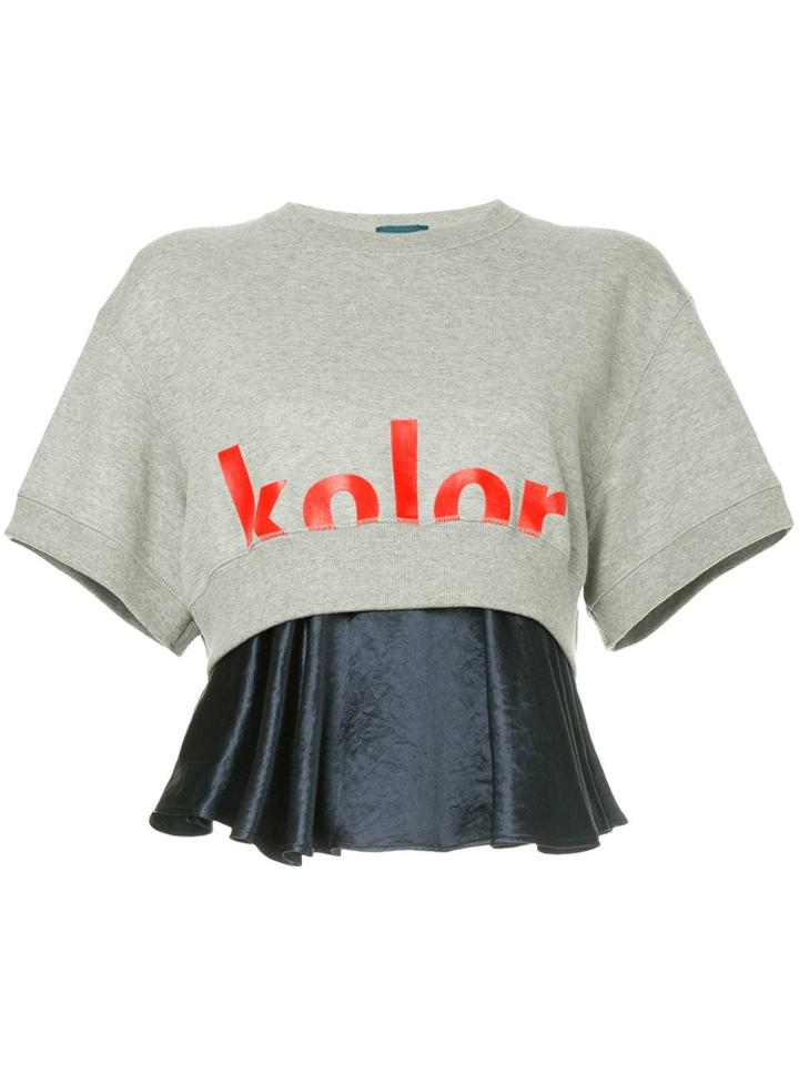 Kolor Logo Print Cropped Top - Grey