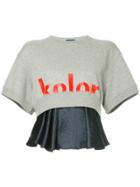 Kolor Logo Print Cropped Top - Grey