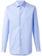 Z Zegna Popeline Shirt, Men's, Size: 42, Blue, Cotton/spandex/elastane