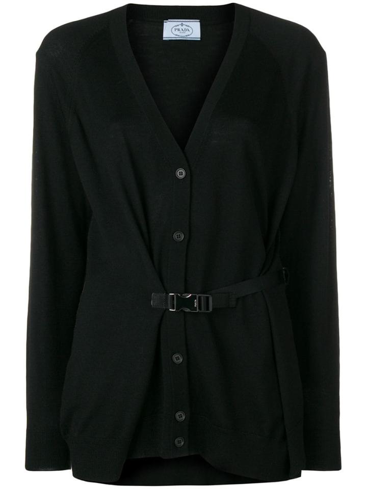 Prada Buckle Strap Cardigan - Black