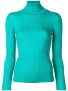 M Missoni Textured Turtleneck Fitted Sweater - Green