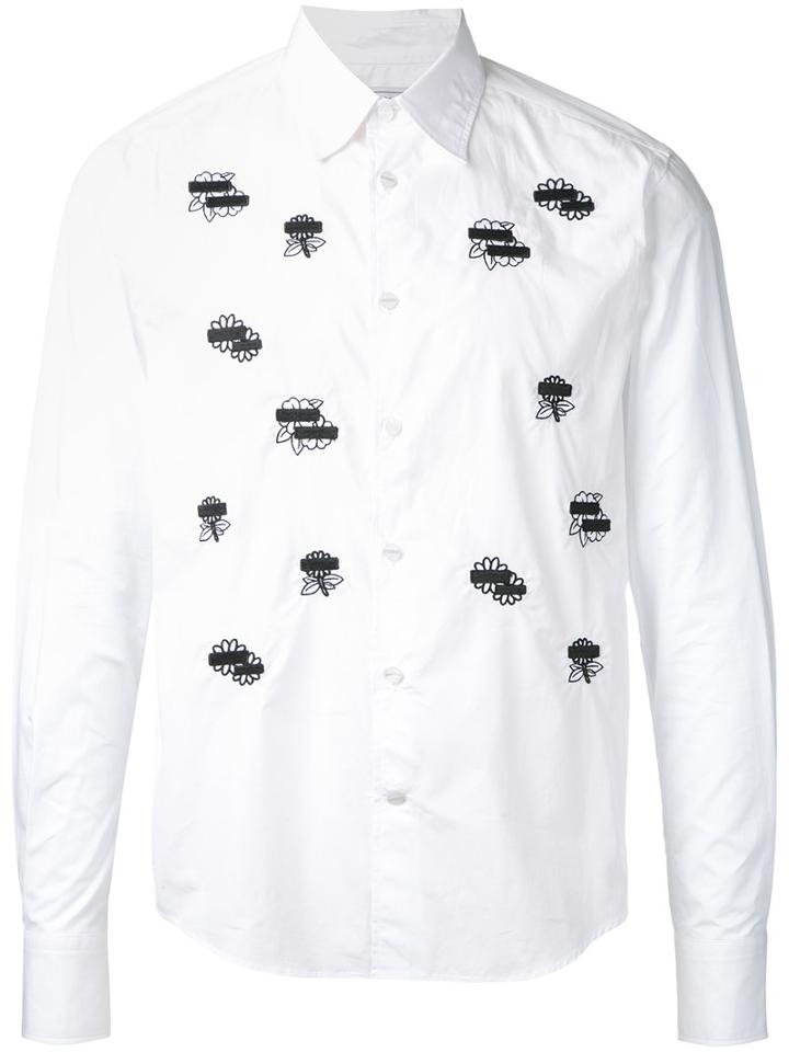 Anrealage Flower Wappen Shirt, Men's, Size: 48, White, Cotton