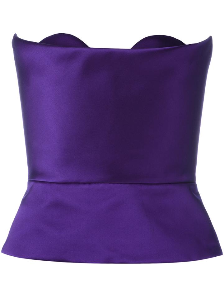 Delpozo Strapless Peplum Top - Pink & Purple