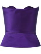 Delpozo Strapless Peplum Top - Pink & Purple