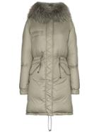 Mr & Mrs Italy Rosemary Raccoon Fur Trimmed Feather Down Puffer Coat -