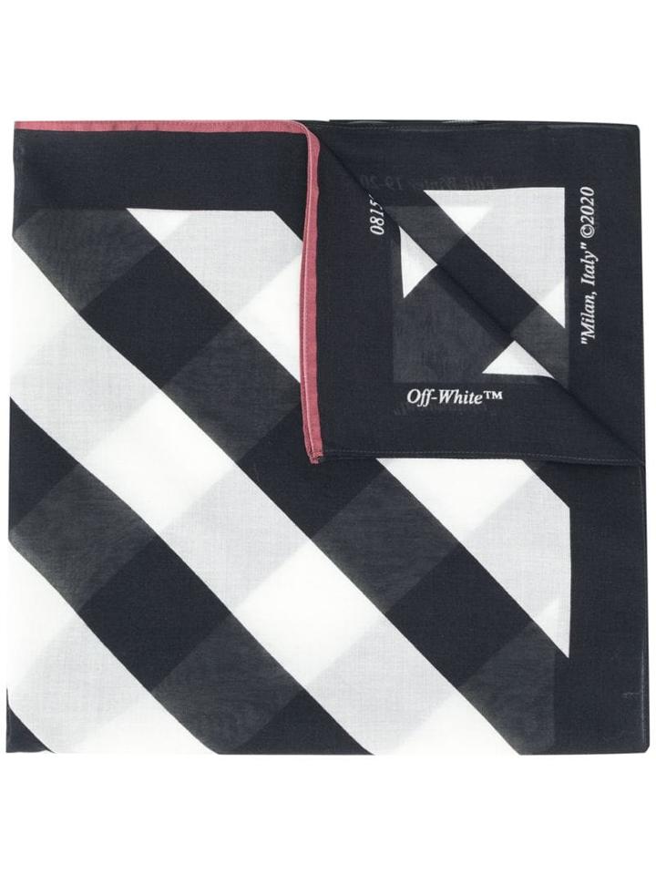 Off-white Diagonal Stripe Scarf - Black