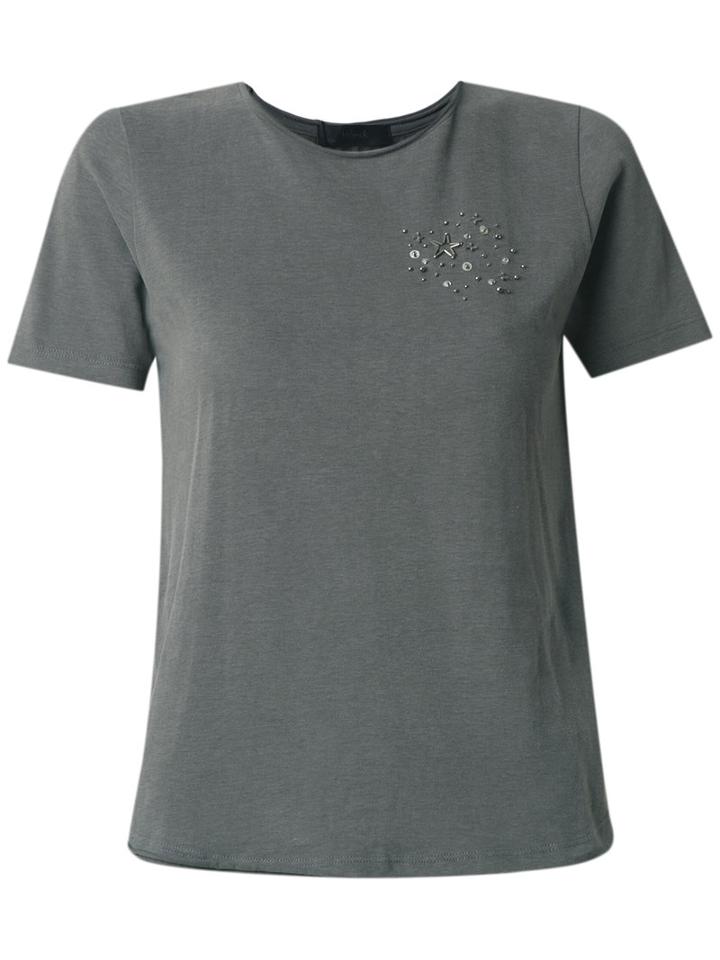 Talie Nk Embellished T-shirt, Women's, Size: Medium, Grey, Cotton