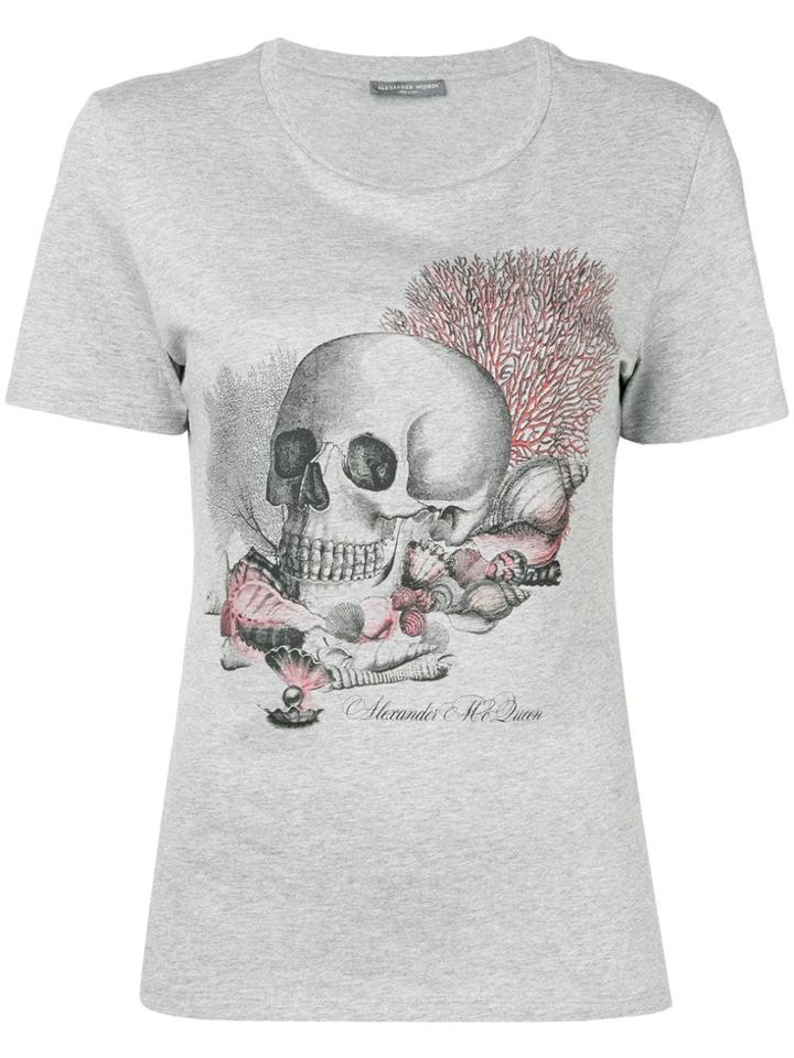 Alexander Mcqueen Seashell Skull Print T-shirt - Grey