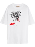 Burberry Graffitied Ticket Print Cotton T-shirt - White