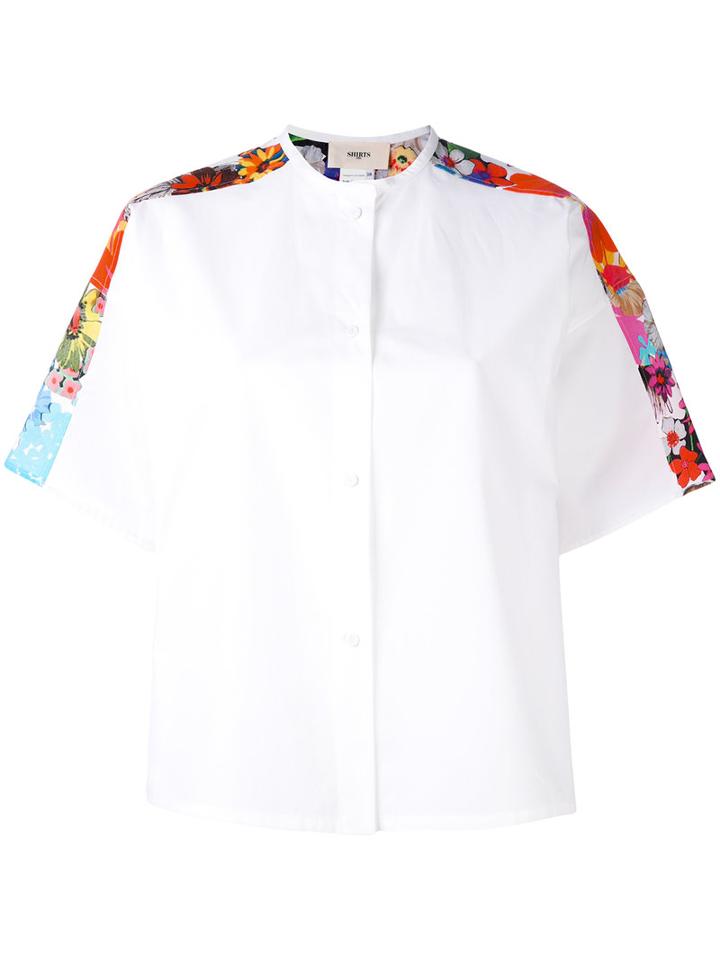 Ports 1961 - Floral Print Band Shirt - Women - Cotton - 40, White, Cotton
