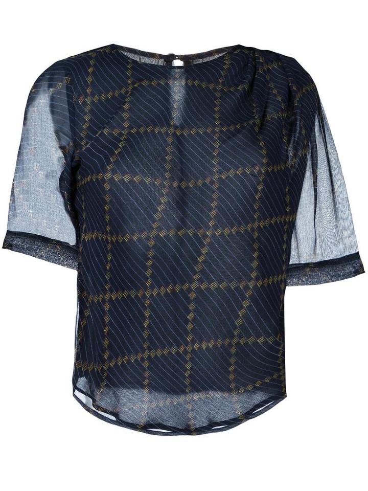Isabel Marant Étoile Sheer Graphic Print Top, Women's, Size: 34, Blue, Silk/viscose