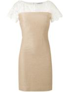 Blumarine - Lace-panelled Dress - Women - Cotton/polyamide/polyester/acetate - 42, Nude/neutrals, Cotton/polyamide/polyester/acetate
