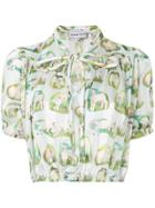 Carven Sheep Print Cropped Shirt - Green