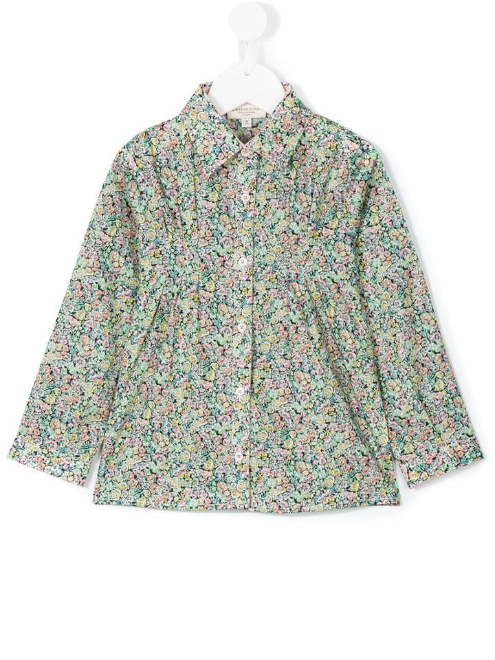 Cashmirino - Micro-floral Print Shirt - Kids - Cotton - 5 Yrs, Green