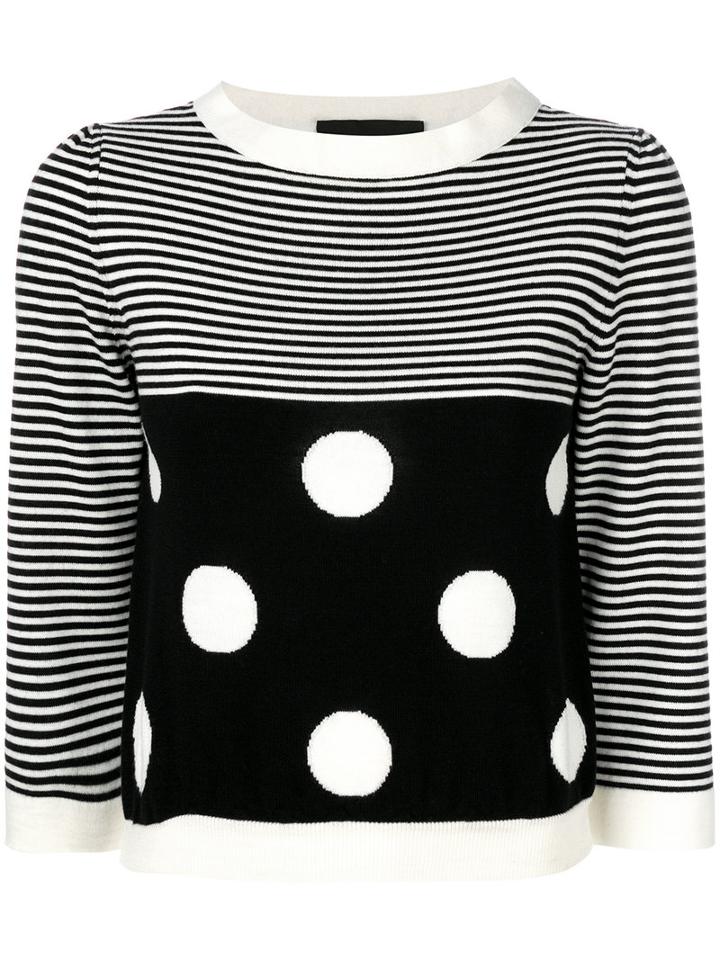 Boutique Moschino - Striped Dotted Jumper - Women - Virgin Wool - 44, Black, Virgin Wool