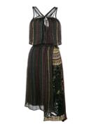 No21 - Striped Asymmetric Dress - Women - Silk - 40, Black, Silk