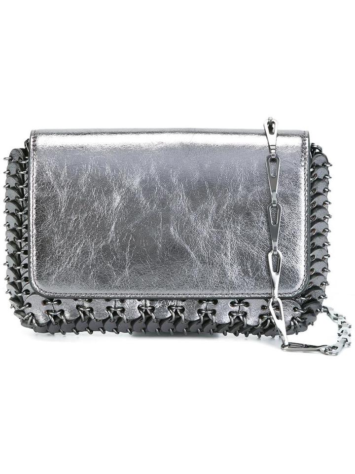 Paco Rabanne Crackled Metallic Shoulder Bag, Women's, Grey