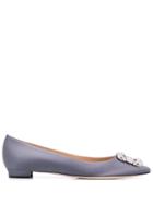 Manolo Blahnik Hangisi Satin Pumps - Blue