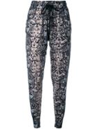 Markus Lupfer Snakeskin Print Track Pants, Women's, Size: Medium, Cotton/wool