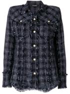 Balmain Button-embellished Tweed Shirt - Blue